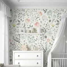 کاغذ دیواری Whimsy Floral Mural | سنتی یا متحرک |  اتسی