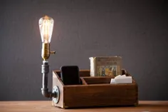 Rustic Desk Organizer Lamp / Docking station / Rustic home |  اتسی