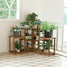 2in1 Wood Plant پایه قفسه قفسه گلدان گلدان دار گوشه دیواری دکور اتاق نشیمن