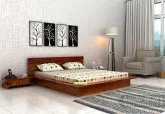 تختخواب بستر پلت فرم طبقه پایین Dwayne (اندازه کینگ ، پایان عسل) را بصورت آنلاین در هند - خیابان چوبی خریداری کنید