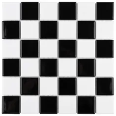 Metro Quad Checkerboard Gl Blk / Wht 11.75 "x 11.75" Plazalain Mosaic Tile - فروخته شده در هر حالت 10 - 9.8 فوت مربع