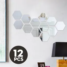 12 عدد 1.81 "X1.57" / رایانه برچسب های دیواری آینه خود چسب پلاستیکی آینه پلاستیکی DIY Decals Art Decal دکوراسیون اتاق خانه - Walmart.com