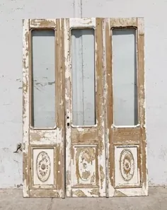 مجموعه ای از 3 درب چوبی تابلویی تراشیده شده با نیم شیشه Lite