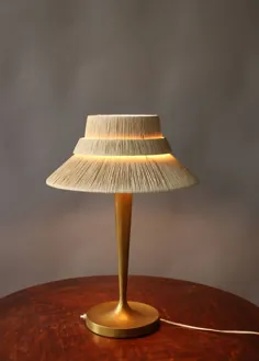 یک لامپ میز هنری برنز برنز و رافیای زیبا از پرزل