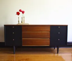 SOLDBlack and Wood Mid Century Dresser Modern // Vintage MCM |  اتسی