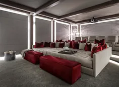 دکوراسیون زیبای سینمای خانگی اتاق قرمز مدیا با مبل مدیا.
