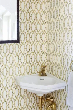 طراحی اتاق پودر سفید و زرد - انتقالی - حمام