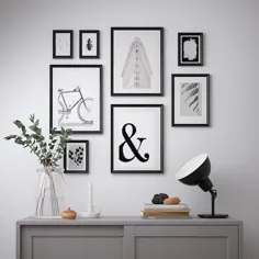KNOPPÃ „NG Frame with پوستر ، مجموعه ای 8 تایی ، اشیا in سیاه و سفید - IKEA