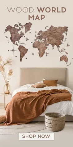 World Map Decor 3D DIY Wall Decor DIY Wall Art Wooden Wooden Decor Home Travel Poster Journal Journal